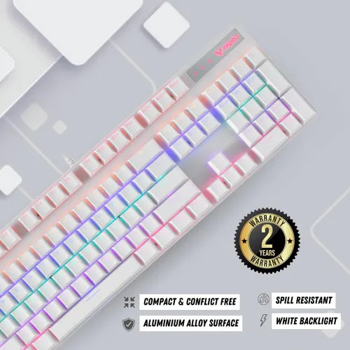 RAPOO V500PRO White Edition Full Size Mechanical USB-a Gaming Keyboard